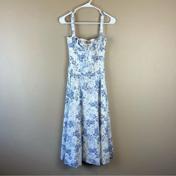 house of cb Carmen Blue Print Bustier Sundress - Picture 3 of 12